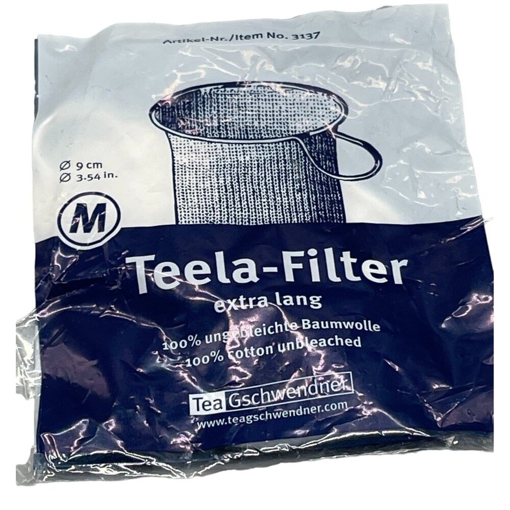 Teela-filter extra lang 3.54" cotton #3127 white blue tea bag filter READ NEW